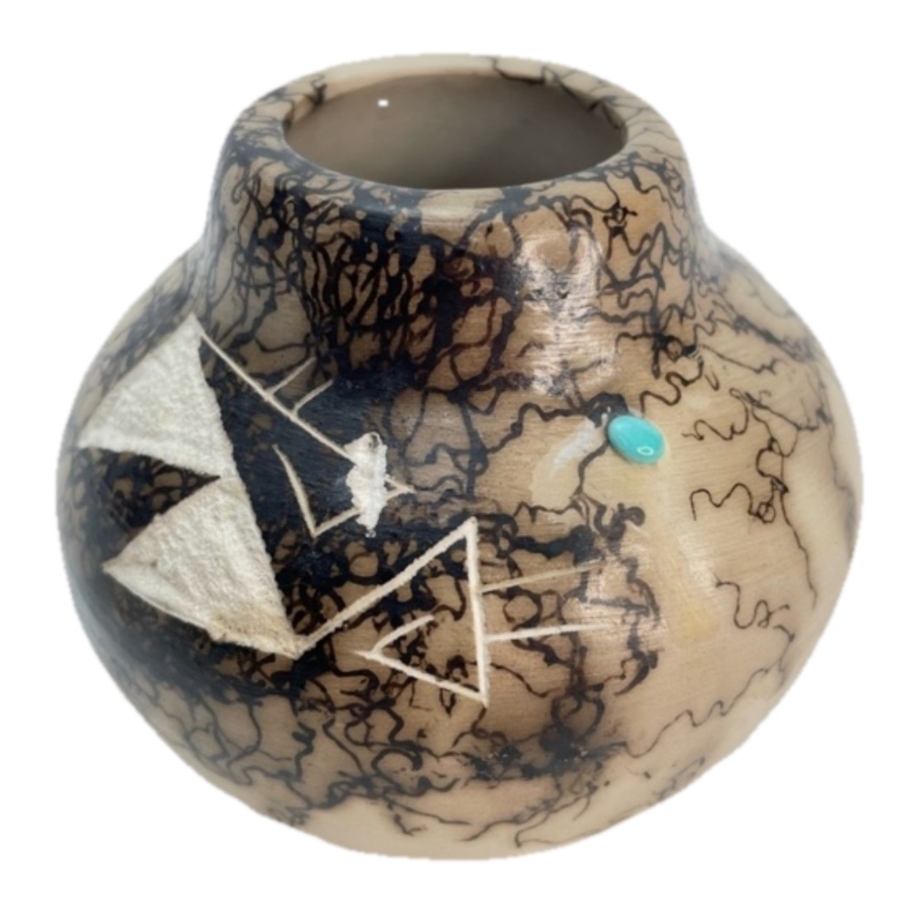 Navajo Art Horsehair Pottery Small Vase Pot 3”